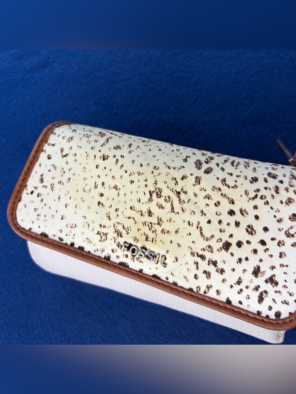 Fossil Memoir Line white and brown cheetah print cowhide leather wallet - Picture 4 of 9